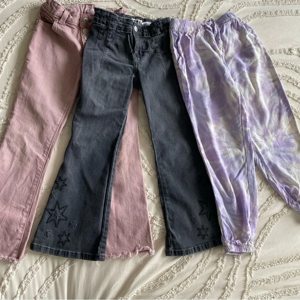 Lot of 3 pants Girls' Lavender Tie-Dye Jogger Pants and jeans - size 6